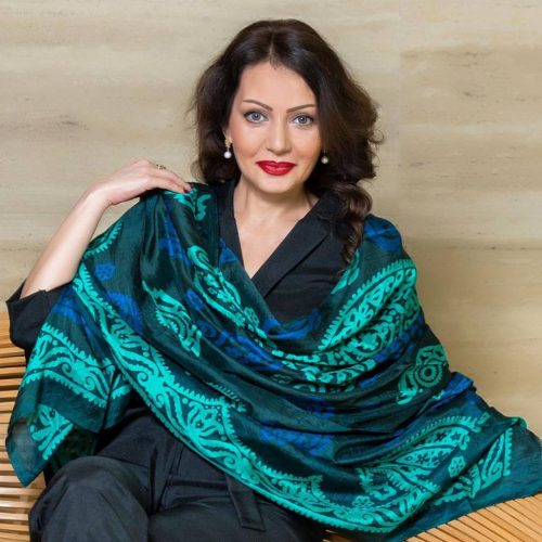 3 Colors Kelagayi Black with Blue & Green patterns