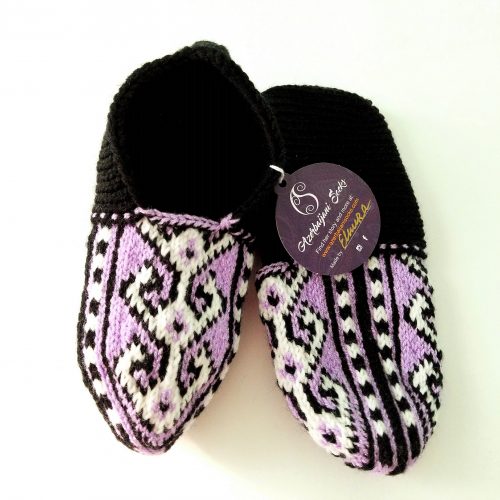 Slipper Socks Women's US size 8-9. Black, white and lilac.