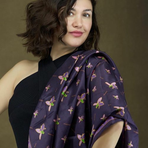Khari BulBul dark silk scarf