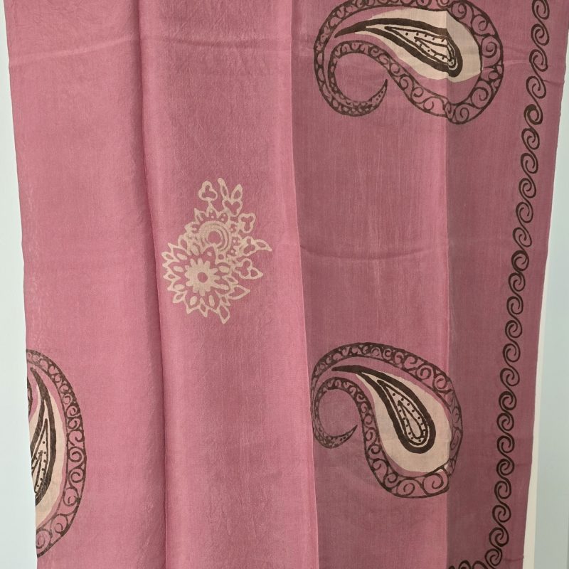 Mauve Pink Kelagayi scarf with Beige and Brown patterns 120cm x 120cm