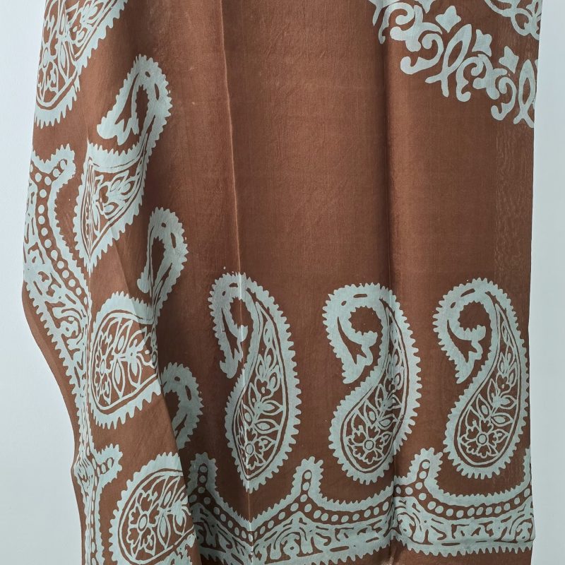 Bronze Brown Kelagayi with Light Teal patterns Silk scarf