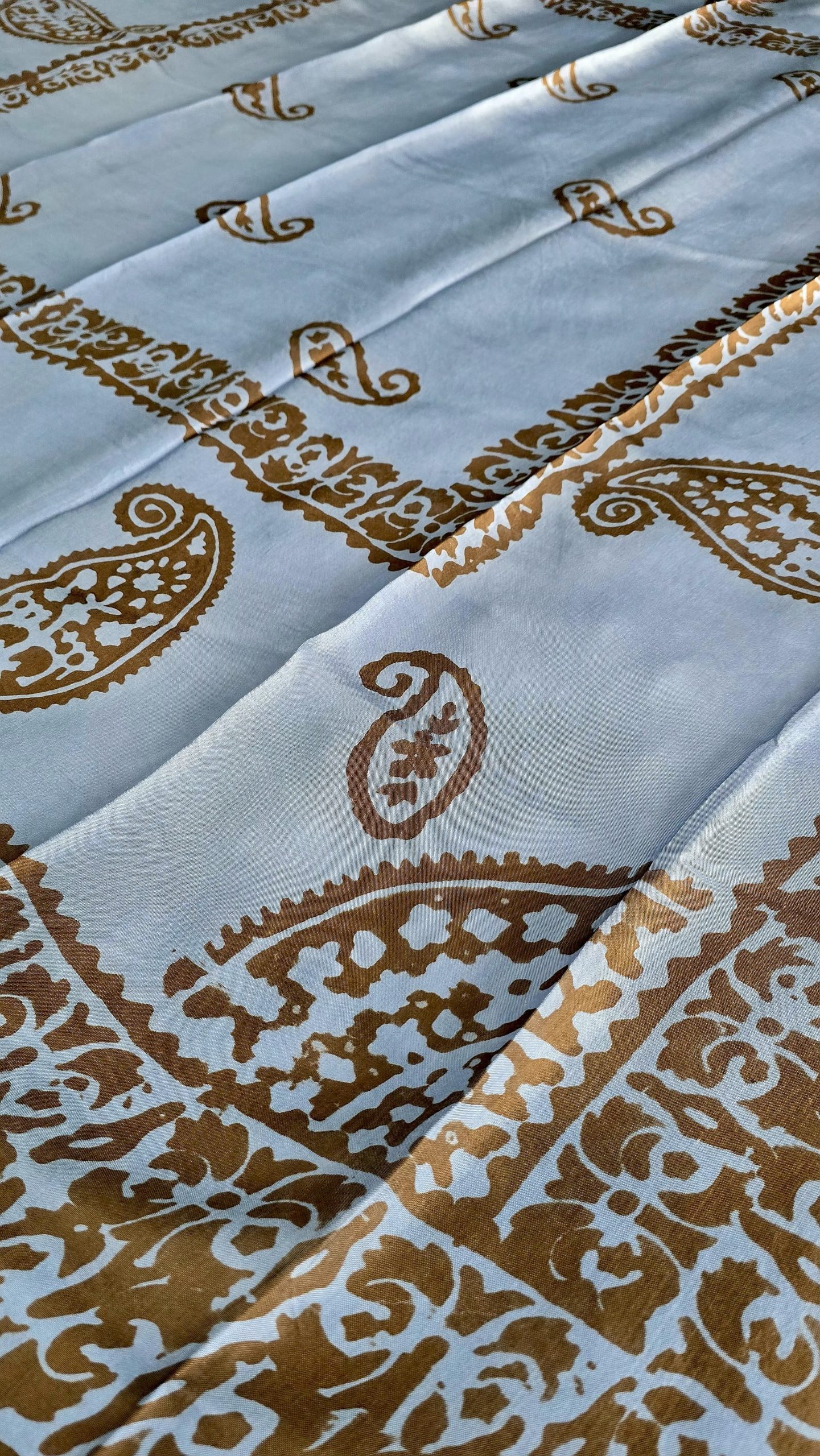 Dark Blue-Gray Kelagayi with Brown patterns Silk scarf - Image 2